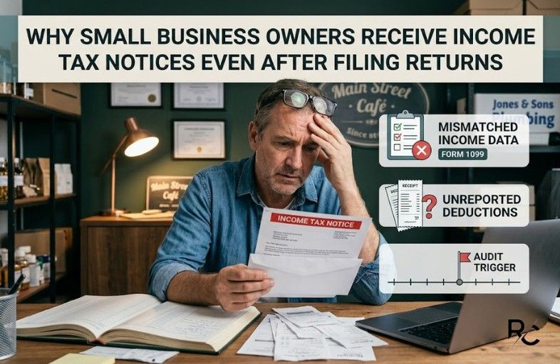Common reasons why small business owners receive income tax notices after filing returns