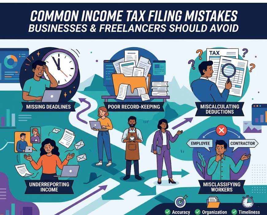 Common Income Tax Filing Mistakes businesses and freelancers should avoid