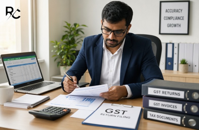 Business owner selecting professional GST Return Filing Services for GST compliance