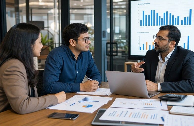 Business owner discussing compliance and growth challenges with professional CA Services