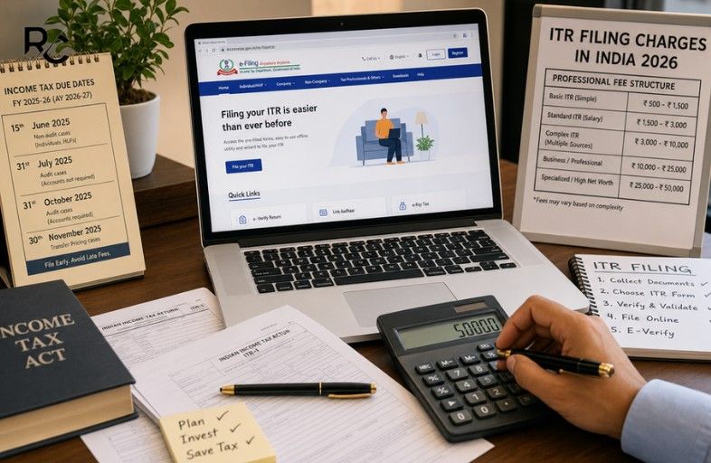 ITR Filing Charges in India for salaried employees, freelancers, businesses and professionals