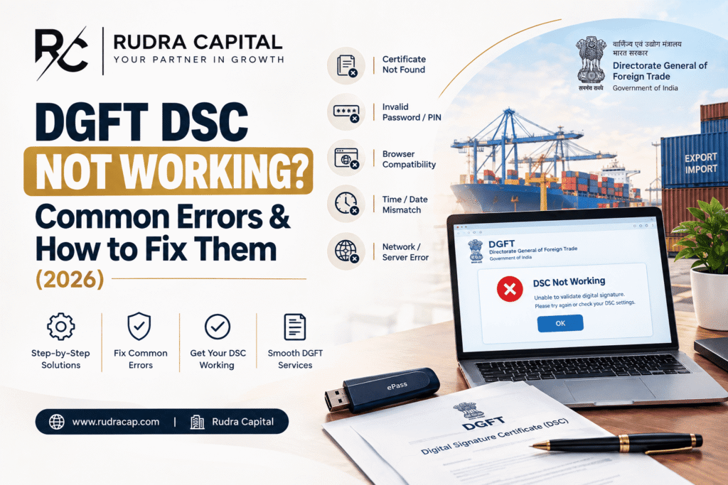 DGFT DSC not working common errors and troubleshooting solutions
