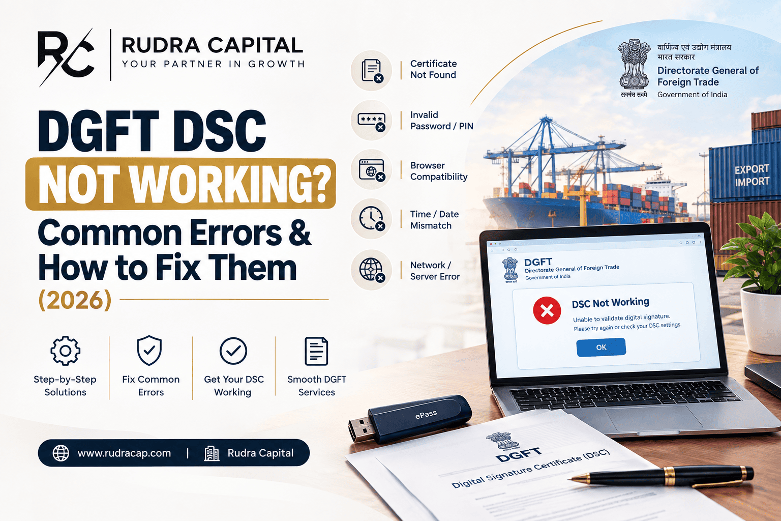 DGFT DSC not working common errors and troubleshooting solutions