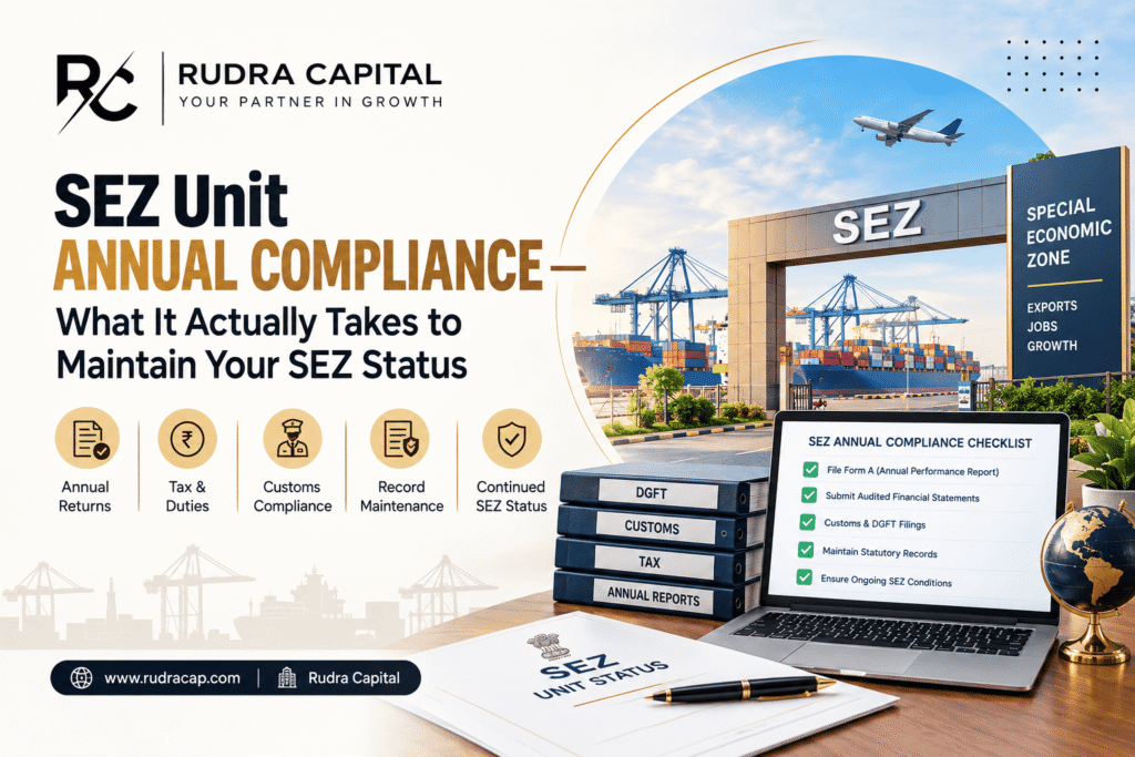 SEZ Unit Annual Compliance checklist for maintaining SEZ status.